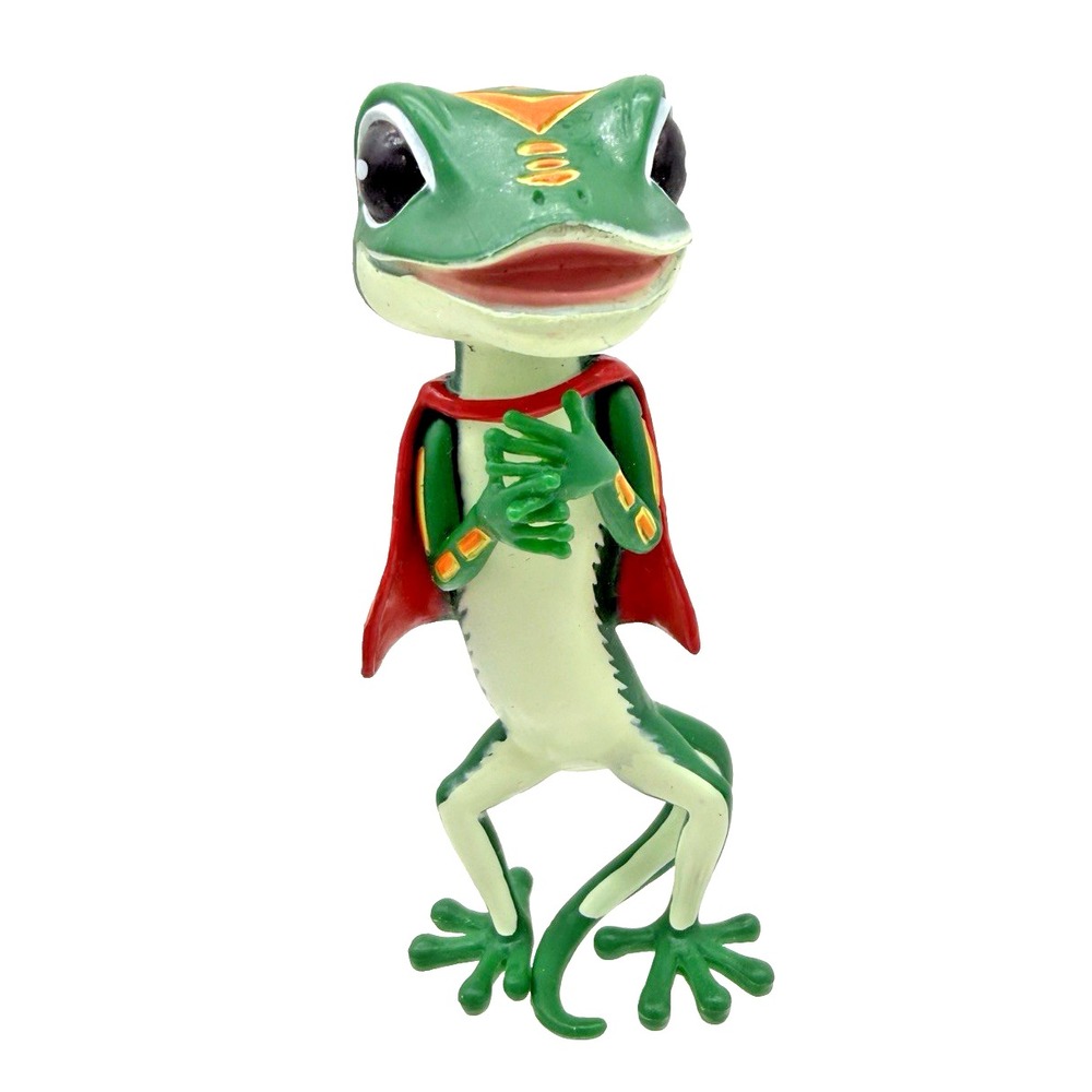 GEICO Gecko Lizard with Red Cape 4" Plastic Antenna Topper Ornament Figure